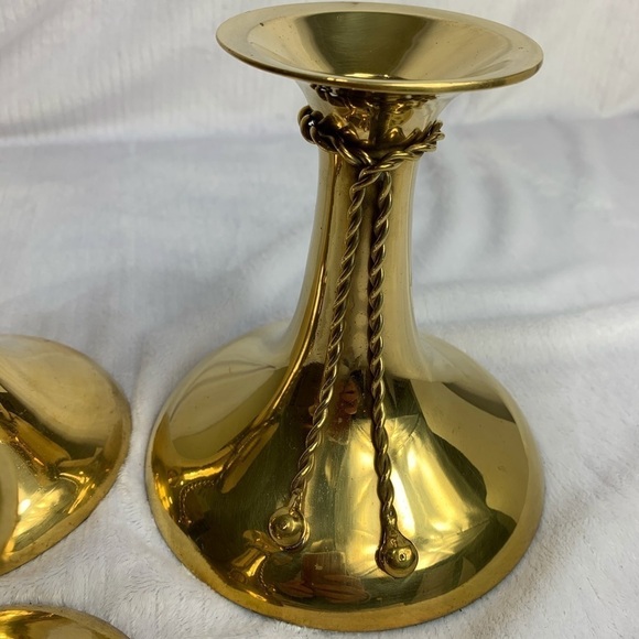 VINTAGE DECRORATIVE CRAFTS  BRASS CANDLE HOLDERS - Picture 10 of 14